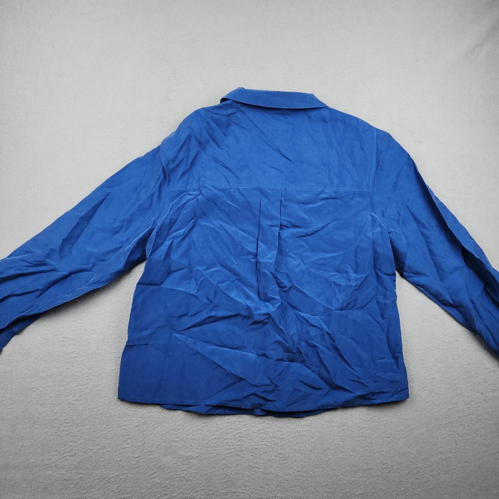 Madewell Shirt Womens S Blue 100% Silk Satin Relaxed Button Up Long Sleeve Top - Picture 9 of 10